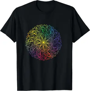 Women's Curse Word Mandala Vintage Graphic T-Shirt, Alternative Breathable Cotton Fabric, Relaxed Fit Short-Sleeve Unisex Casual Streetwear Wizard Top