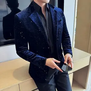 Men's Autumn New Blazer Business Fashion Hot Stamping Printed Suit Jacket High Quality Soft Fabric Suitable for Office Daily Wear Formal Gatherings