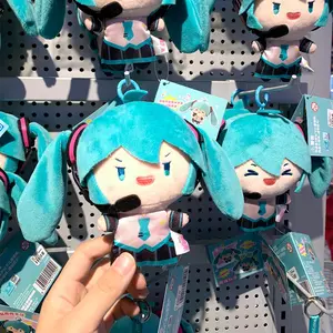 Cute Hatsune Miku Ponytail Rotation Plush Keychain Dolls Anime Figure Girls Bag Accessory Sofa Toys Keychain Children Gift