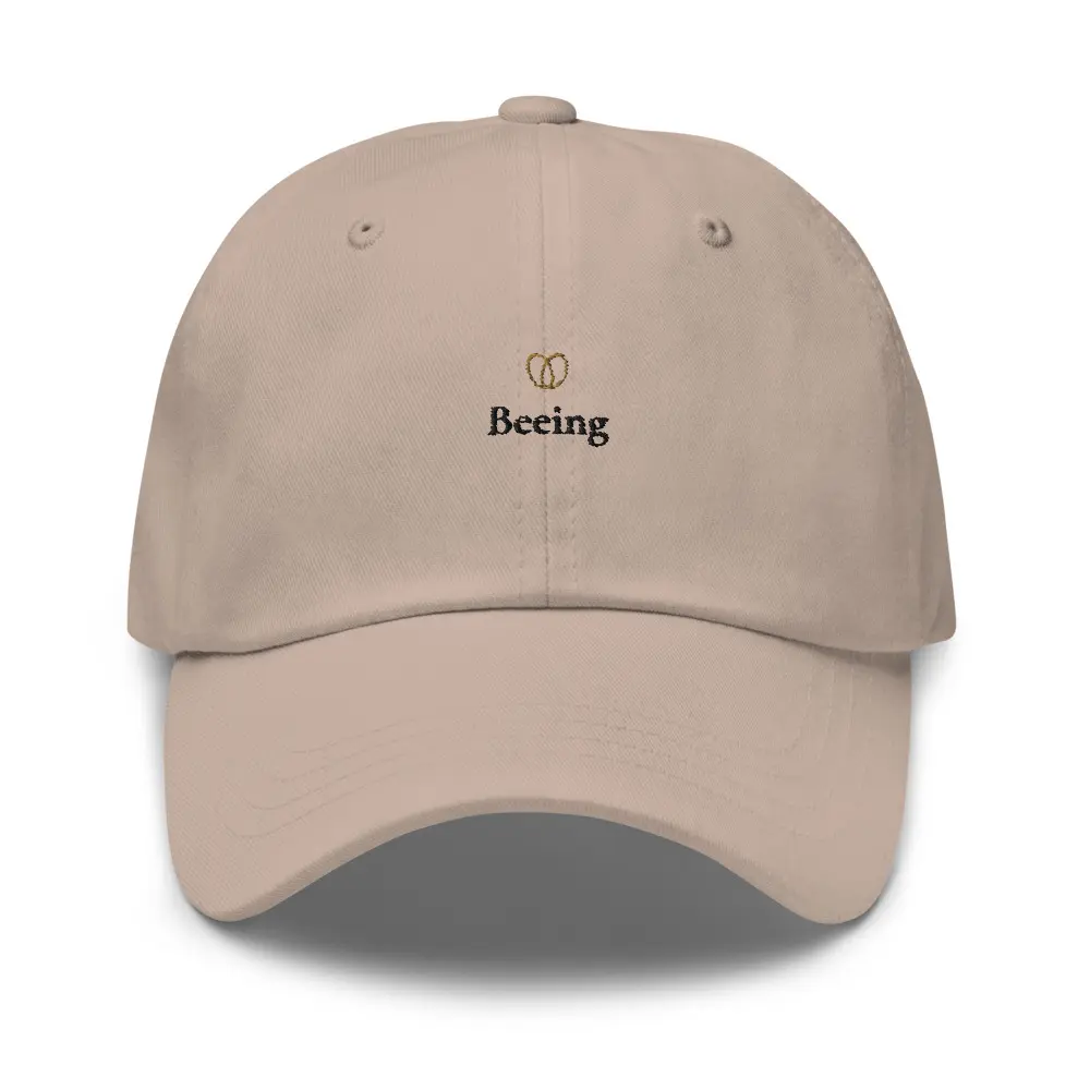 Beeing Wordmark — Embroidered Dad Hat, Stone