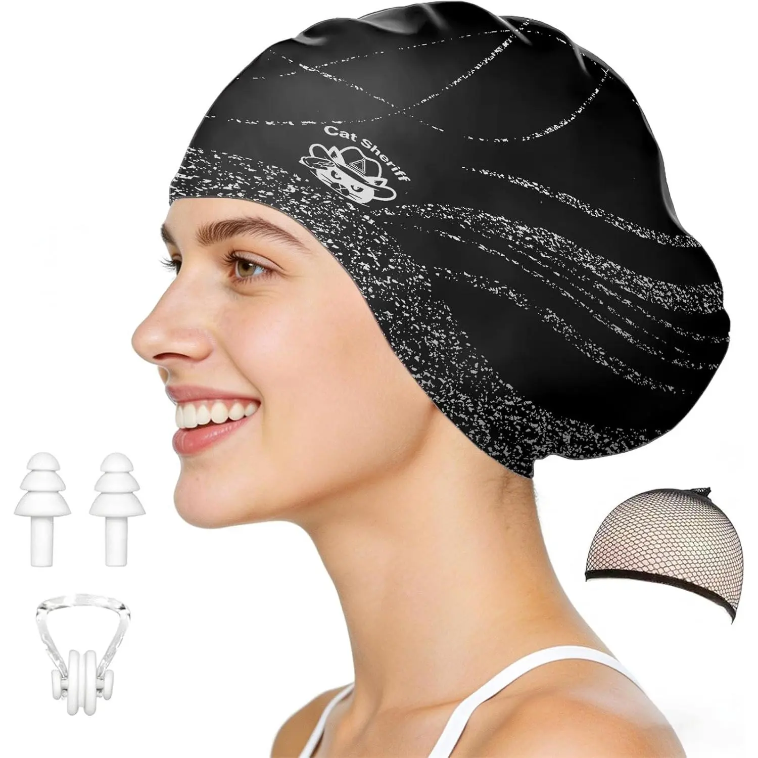 Extra-Large Silicone Swimming Cap - 9in Height, 9.5in Width, Durable, Waterproof, Ear-Covering, Stretch Fit Swim Bonnet for Thick Curls, All Ages, Extensions, African Hairstyles, Oversized, Pool Swims, 9.5 Inches Width, Men/Women, 9X9.5 In, Accommodates L