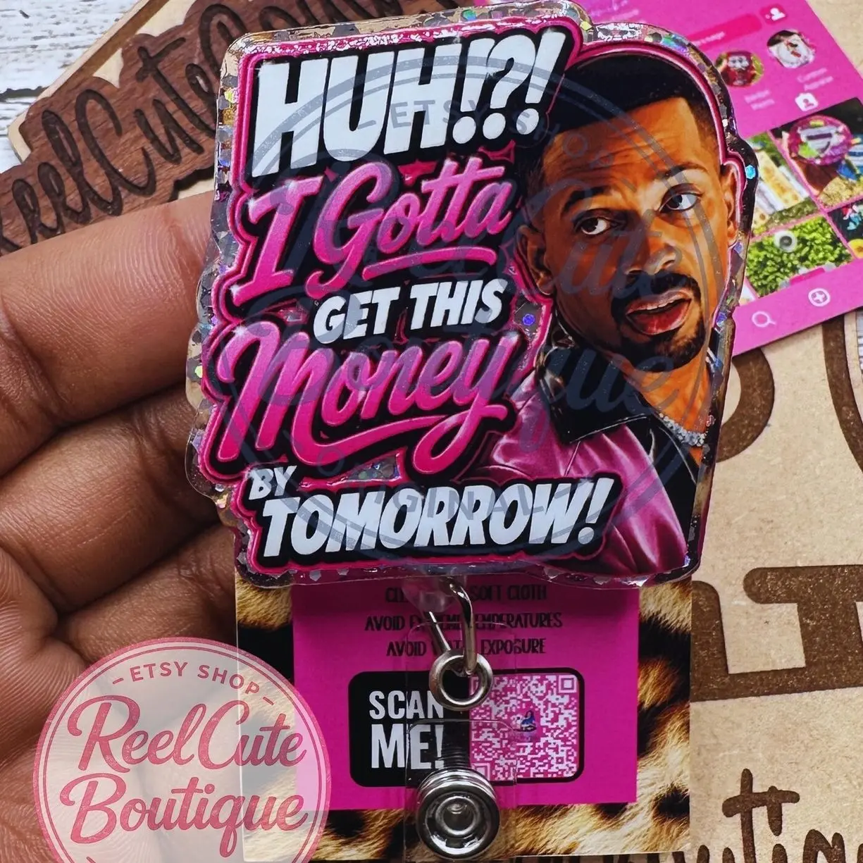 I Gotta Get This Money Nostalgia Glitter Badge Reel: Funny Nurse ID Holder Friday