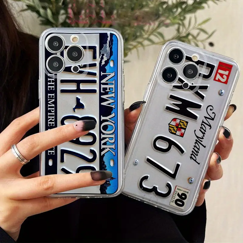 Vintage-Inspired License Plate Design TPU Soft Phone Case - Comprehensive Anti-Drop Protection for iPhone 17, 16, 15 Pro Max, 14 Plus, 13, 12