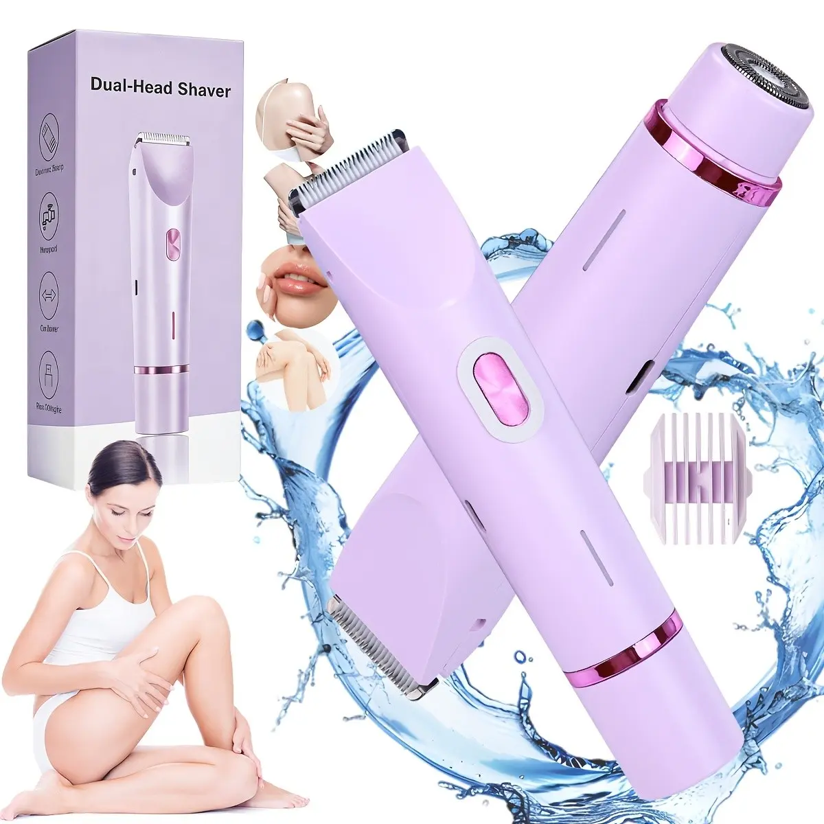 Women's Bikini Trimmer and Razor, Dual Head Design, Smooth Skin Care, Portable Travel Friendly Tool, Travel Shaver, Daily Grooming Needs