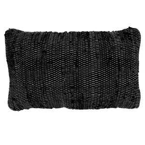 SARO  14 x 23 in. Oblong Down-Filled Throw Pillow with Black Chindi Design