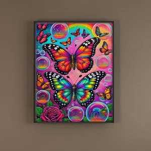 DIY Artificial Rhinestones Arts Painting Kit Without Frame, Butterfly Pattern DIY Painting, Handmade Craft Wall Art Decoration