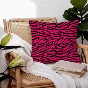 Y2K Aesthetic Hot Pink Zebra Print Throw Pillow, 18x18 inch, WITH INSERT, Soft Decorative Cushion, Bold Neon Pink Black Stripes, Grunge Punk Home Decor for Couch Sofa Bed, Ideal Gift for Teen Girls