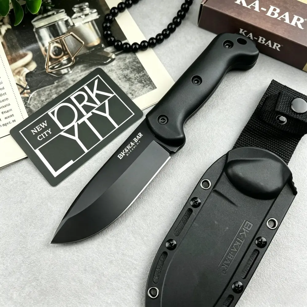 High-Hardness BK2 Fixed-Blade Knife with Sheath, 8Cr13Mov Blade, Nylon Fiber Handle—Portable EDC Camping & Outdoor Survival Knife, Fixed Blade Knives, Hiking, Fishing, Trekking, and Cutting Adventure Tool—Men's Gift