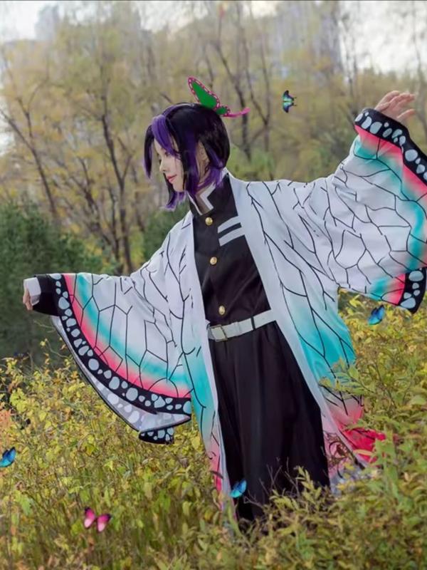 Kochou Shinobu Cosplay Costume for Adults, Demon Slayer Role Play, Halloween Carnival Clothing, Slim-Fitting Geometric Pattern Kochou Shinobu Cosplay Costume for Adults, Demon Slayer Role Play, Halloween Carnival Clothing, Slim-Fitting Geometric Pattern