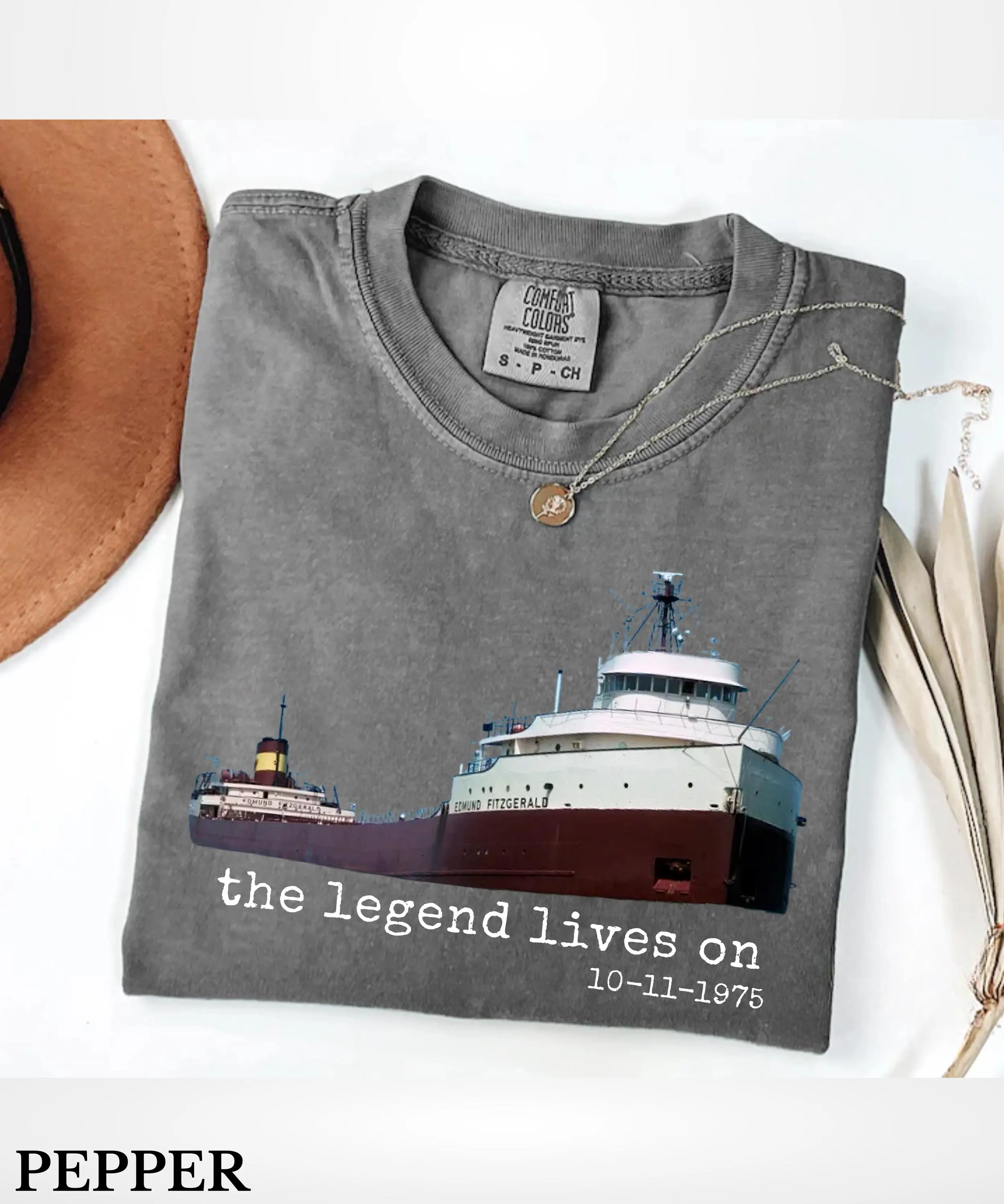 Comfort Colors Vintage Edmund Fitzgerald T-Shirt,Edmund Fitzgerald Art Shirt,November 10th 1975,Great Lakes Shipwreck Tee