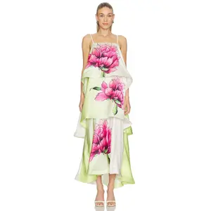 ELLIATT Elisia Tiered Gown in Green Floral