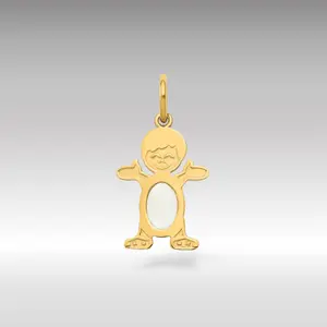 14K Gold Boy October Birthstone Opal Pendant