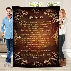 Soft Funny Throw Blanket Psalm 23 Flannel Throw Blanket – Soft, Warm, All-Season Religious Gift with Inspirational Scripture Design, Multi-Purpose for Home, Office, Camping & Travel