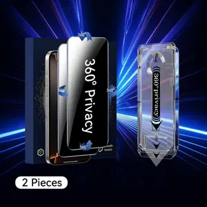 [2PCS] 360° Privacy [4 sides Privacy] Screen Protector [UP, DOWN, LEFT, RIGHT] Anti-Spy, Fingerprint-Proof.Tempered Glass, Full Protection