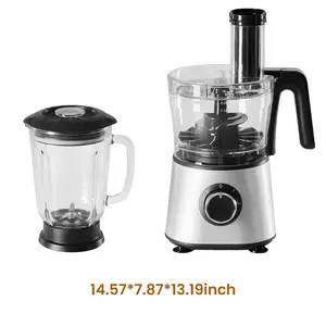 300W Multi-Function Food Processor Combo with Blender, Chopper & Dough Tool, 2-Speed Settings with Pulse, Sharp Stainless Steel Blades, Safety Lock System, Includes 1.5L Glass Blender Jar, Versatile Kitchen Appliance for Chopping