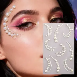 1 Piece Face Pearl Sticker, 5D Arc Shape Pearl Sticker, Ideal for Music Festivals, Parties, Bride Makeup, DIY Facial Decoration