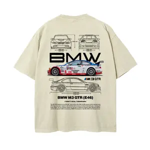 GTR E46 S~5XL Oversize Unisex Washed T-Shirt for Women and Men's Unisex Fit Batik Cotton Oversize Streetwear Menswear  Super Soft Pre-Shrunk