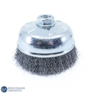 Carbon Steel Crimped Cup Brush, 5 in x 5/8-11 Thread Size, Home Supplies for Surface Cleaning