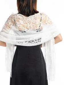Lace Hollow Out Scarf, Elegant Evening Party Shawl, Women's Gift, Perfect for Formal Occasions, Stylish and Chic Accessory