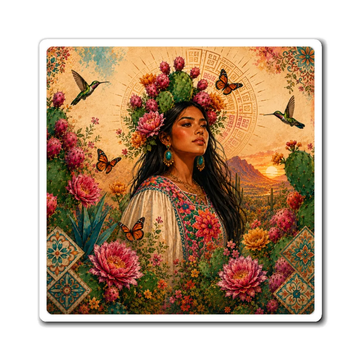 Nopal Collection Vinyl Magnet Mexican Desert Goddess Fridge Magnet Prickly Pear Cactus Magnet Latina Art Gift
