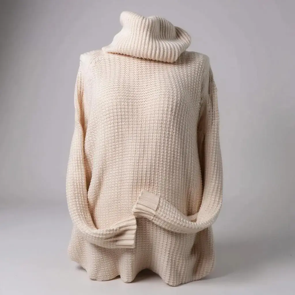 Cozy Cream Waffle Knit Turtleneck – A New Day (XL)