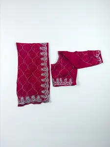 Designer Net Saree with Ready Blouse, Ethnic Wear for Women, Aug41