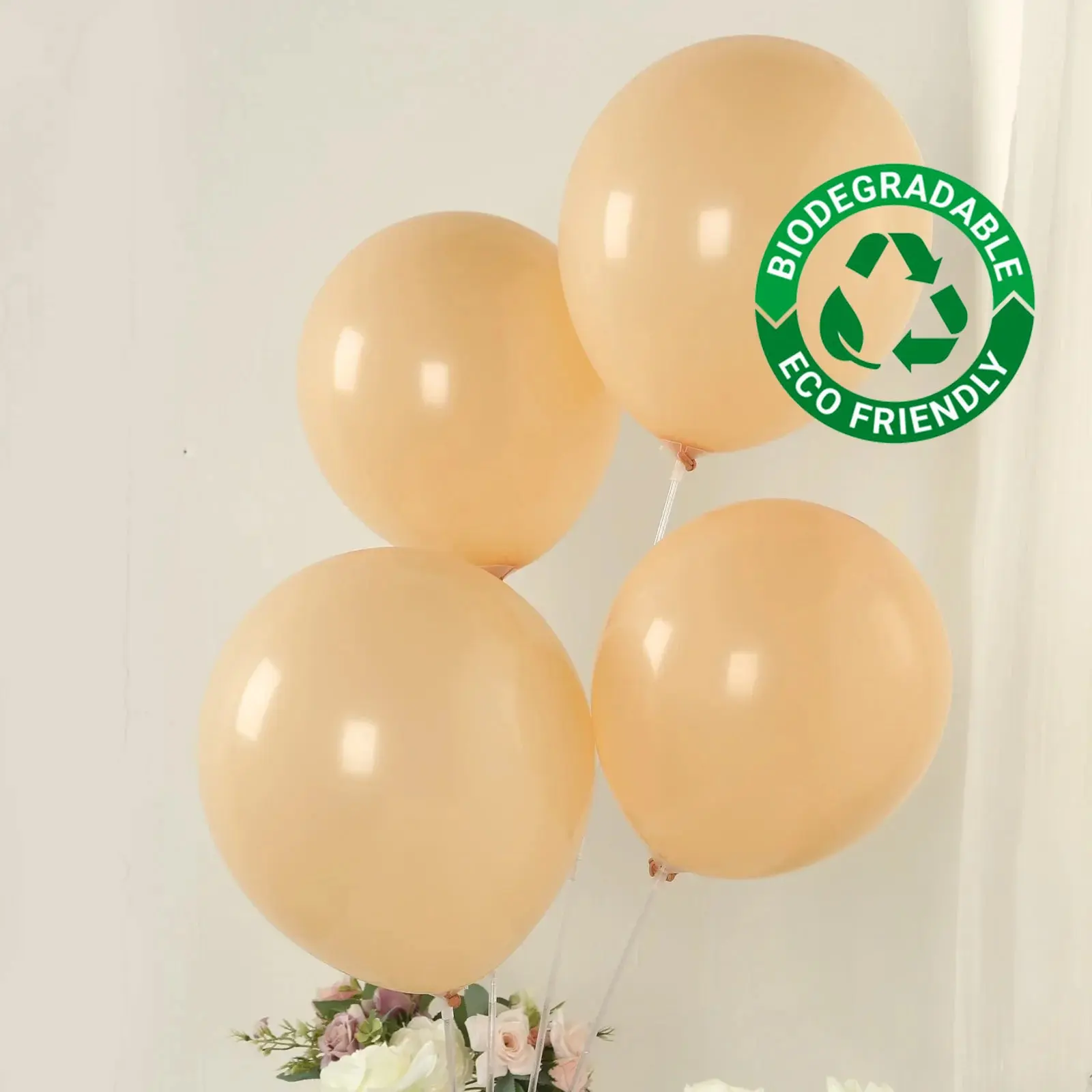 50 Pack 12" Matte Pastel Peach Thick Latex Biodegradable Eco-friendly Round Balloons, Hanging Decor for Birthday Party Festive Supplies