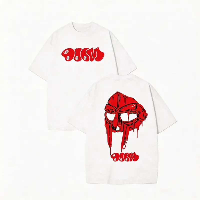 Washed Graphic Short Sleeve T-Shirt, Unisex Casual Hip-Hop Cotton Tops, Distressed Loose Fit Metal Mask Streetwear Tee, Shortsleeve, Tshirt, Clothes