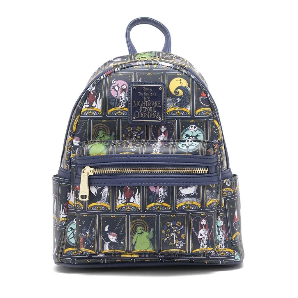Loungefly Disney Nightmare Before Christmas Tarot Cards Goth Aesthetic Faux Leather Mini Backpack, Collectibles for Campus Life, Casual, Retro Style, Everyday Carry, Edc Gear, Tarot Card, Wipe-Clean For Quick Care, Back To School Haul, First Day School Gr