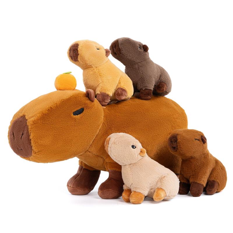 OUOZZZ Highland Cow Plush Toy, 15''Cattle Stuffed Animals with 4 Babies Inside, Toddlers & Kids Gifts, Home Decoration