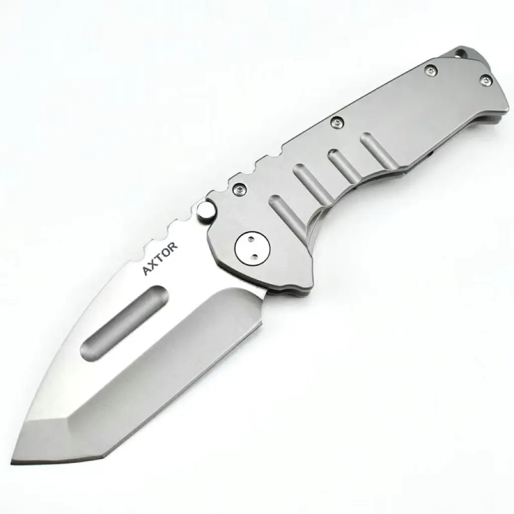 AXTOR D2 Steel Folding EDC Pocket Knife - Titanium Silver Blade, Brushed Metal Handle, Tactical Tool, Survival Hand Tool, Outdoor Practical Durable Knife for Camping, Tactical Tools,Pocket Folding Knife