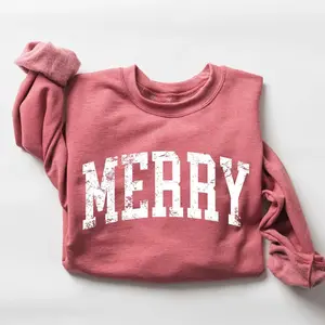 Retro Merry Christmas Sweatshirt, Vintage Holiday Crewneck, Festive Sweater, Cute Xmas Gift for Women, Cozy Christmas Outfit