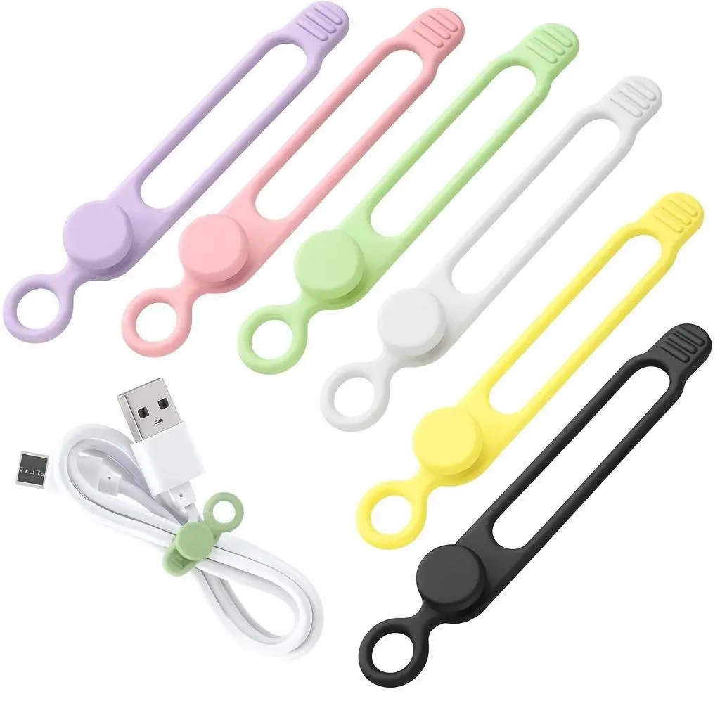 30 Pcs Silicone Cable Ties, Reusable Data Cable Organizer for Home Office