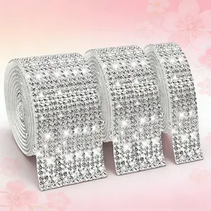 High Density Large Size Self-Adhesive Crystal Ribbon Roll, DIY Craft Decorative Tape, Perfect for Car Clothing Wedding Party Home Decoration