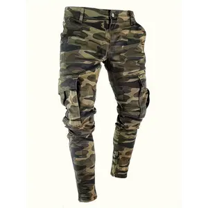 Men's Camouflage Denim Jeans - Slim Fit Stretch Cotton Blend Pants |     Multi-Pocket Outdoor Design |     Casual Comfortable Wear