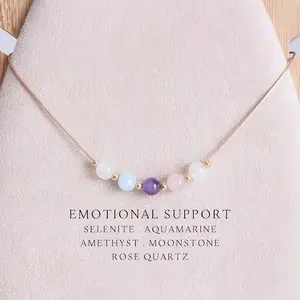 Gemstone Emotional Support Necklace Stress Relief Handmade Jewelry Daily Gift