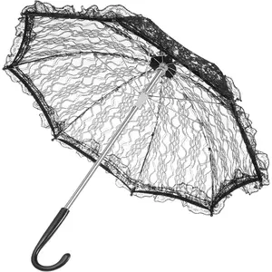 Black Umbrella Umbrella Parasol Vintage Wedding Bridal Umbrella for Decoration Photo Lady Costume 1920s Party Black Parasol