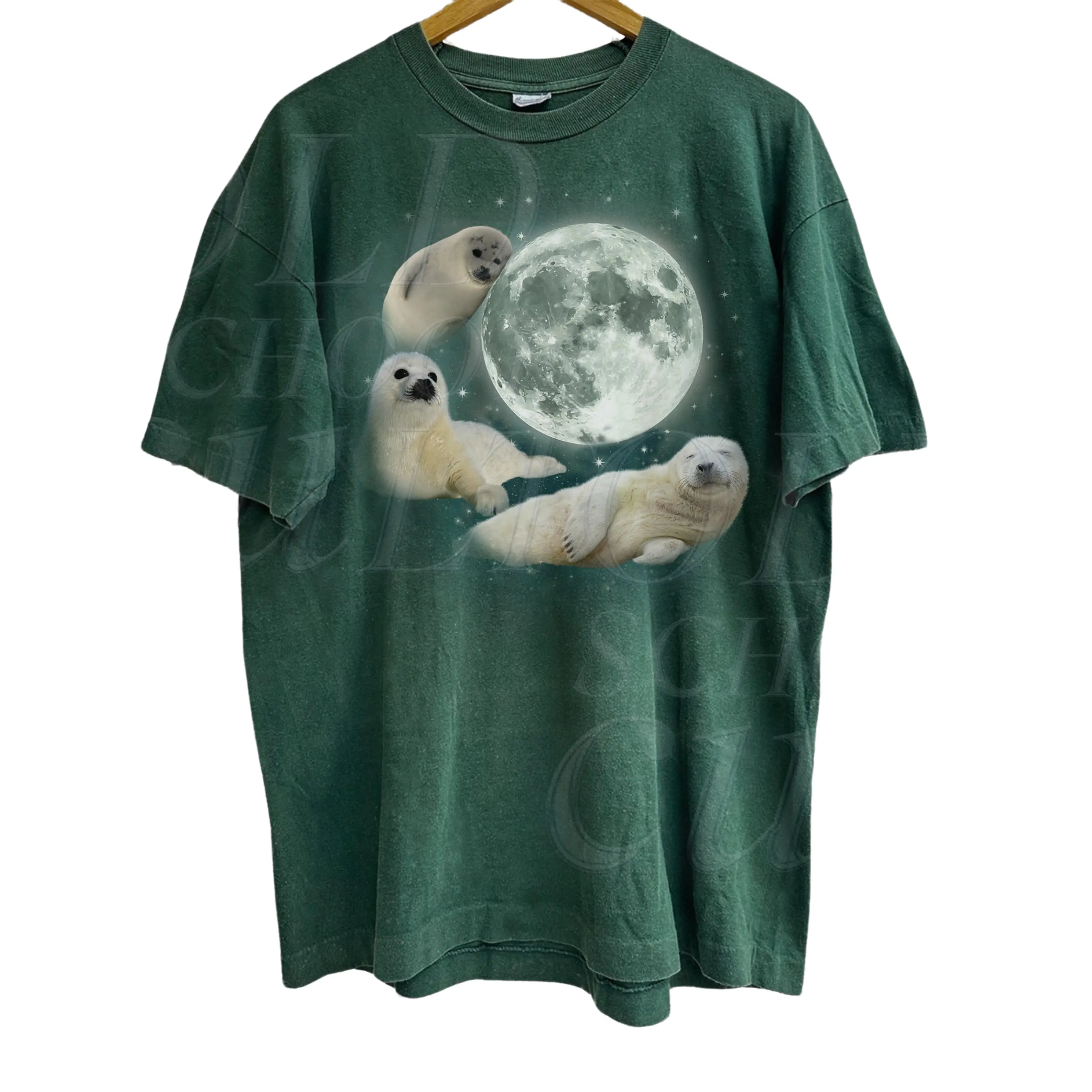 Three Baby Seal Vintage Graphic T-shirts, Retro Sea Dog Moon Tshirt, Relaxed Washed Unisex Adult Tee, Seal Lovers, Cute Sea Dog Tee Menswear Top Under