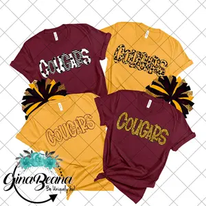 BERDETTALY Custom Color Cougars School Spirit Shirt, Back to School tee, Pep Rally, Cougars Spirit Wear, Homecoming Tshirts. Ginabeana
