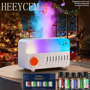 White noise flame aroma diffuser/humidifier, comes with an essential oil set, simulates various natural sounds, features an LED night light, timer, Bluetooth connectivity, suitable for living rooms, bedrooms, and any room. An ideal gift for friends.