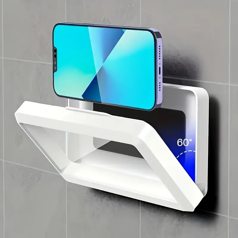 360° Rotating IP67 Splash-Proof Mobile Phone Holder - Anti-Fog Transparent Touchscreen Mount for Bathrooms, Kitchens - Tile & Glass Surface Compatible with iPhone Series (15,14,13,12 Pro Max & More) - Phone Accessories