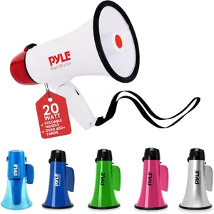 20W Megaphone Bullhorn - 5.4'' x 8.6'' Portable Megaphone, Projection Range Up to 800 Sq. Yards, Voice Talking & Siren Alert, Shoulder Strap, Battery Operated, (White)