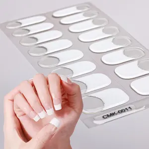 Gel Nail Full Wraps, Gel Nail Tips, 16pcs/set Self-adhesive Full Nail Stickers, French Style Nail Art, Suitable for Women and Girls Nail Art Home Salon