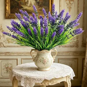 Hot! Outdoor Artificial Lavender Flowers, Realistic Faux Lavender with Greenery, UV Resistant Fade Proof Fake Plants, Low Maintenance No Water Decor for Home Garden Patio Porch Wedding Spring Summer Holiday Indoor Outdoor Decoration