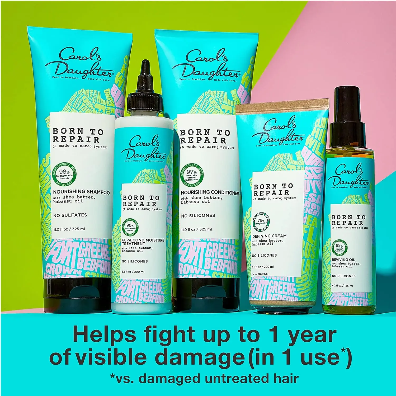 Carol's Daughter Born To Repair Nourishing Detangling Conditioner - Sulfate-Free Curly Haircare Cream with Shea Butter, Hydrating, Moisture-Boosting, 11 Fl Oz, Clean, Curly Locks, Deep Conditioner, Natural Curls, Bouncy Curls, Frizz Control, Aluminum Free