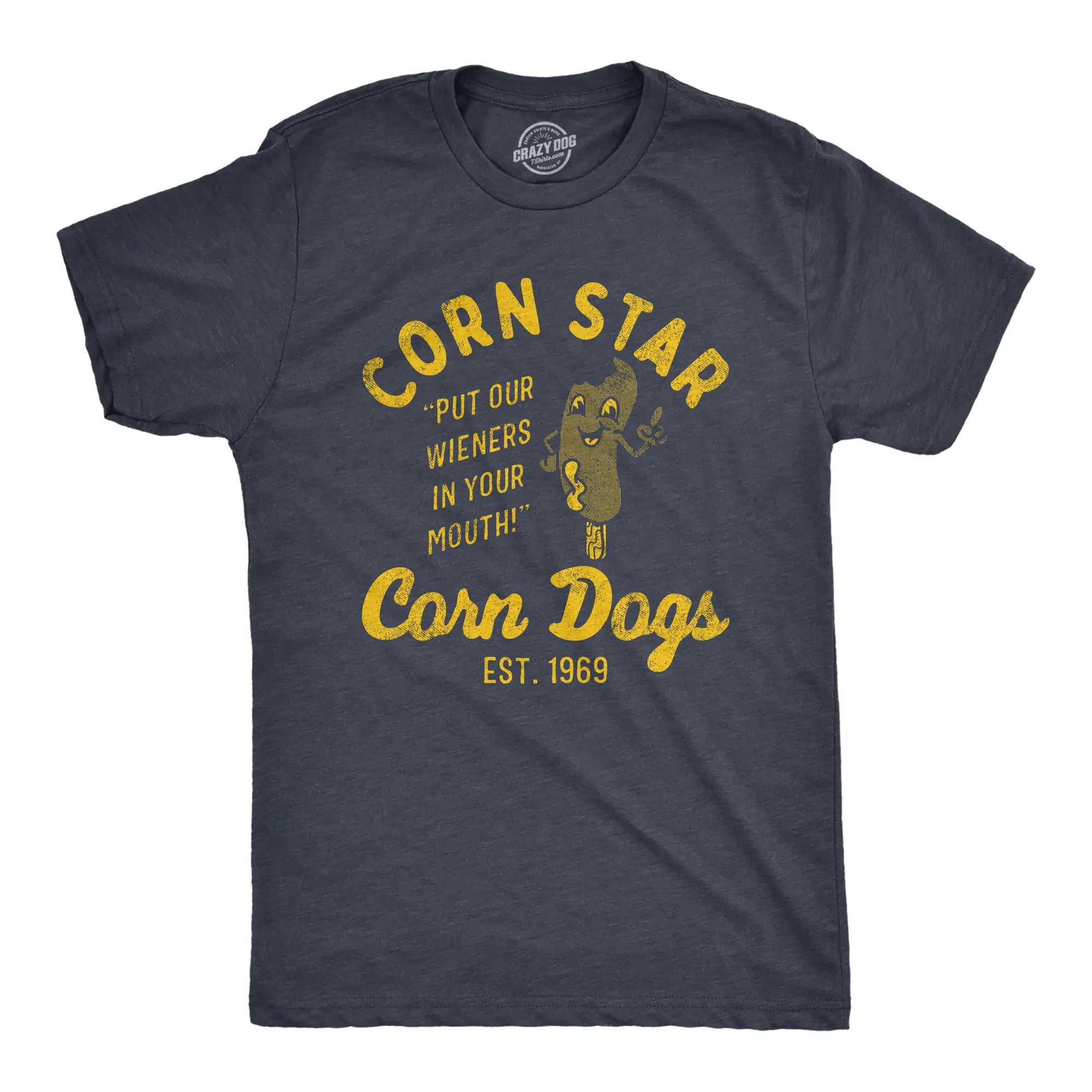Mens Corn Star Corn Dogs T Shirt Funny Hot Dog Adult Joke Tee for Guys Mens Funny T Shirts Cool Vintage Fashion T-Shirt Gift Classic Menswear Sarcastic Apparel for Men Funny Food Short Sleeve Novelty Tees for Navy -