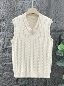 Men's Casual Fashion Knitted Pullover Sweater Vest, V-Neck Sleeveless Cardigan for Fall & Winter, New Arrival Men's Innerwear