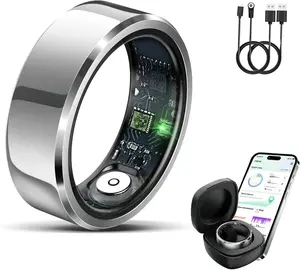 Universal Smart Ring, Fitness & Health Tracker with SpO2, HRV, Sleep Monitor, Heart Rate & Blood Oxygen Tracking, 5ATM Waterproof, 7+ Days Battery, No Subscription Fee, for Men and Women