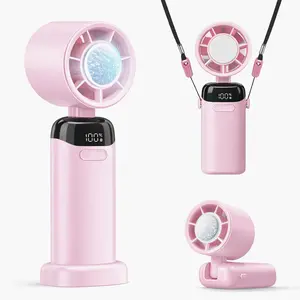 Portable Ice Cooling Handheld Fan 2-Pack, 199 Speed Adjustable Turbo Fan with Cooling Plate, USB Rechargeable Mini Fan for Travel & Summer