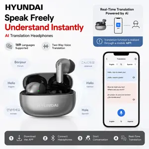 HYUNDAI Y10 Supports 169‑Language Translation Wireless Bluetooth Headphones For Playing Music And Phone Call Fit Ear Design Comfortable To Wear, with Audio Earbuds for Music & Phone Calls